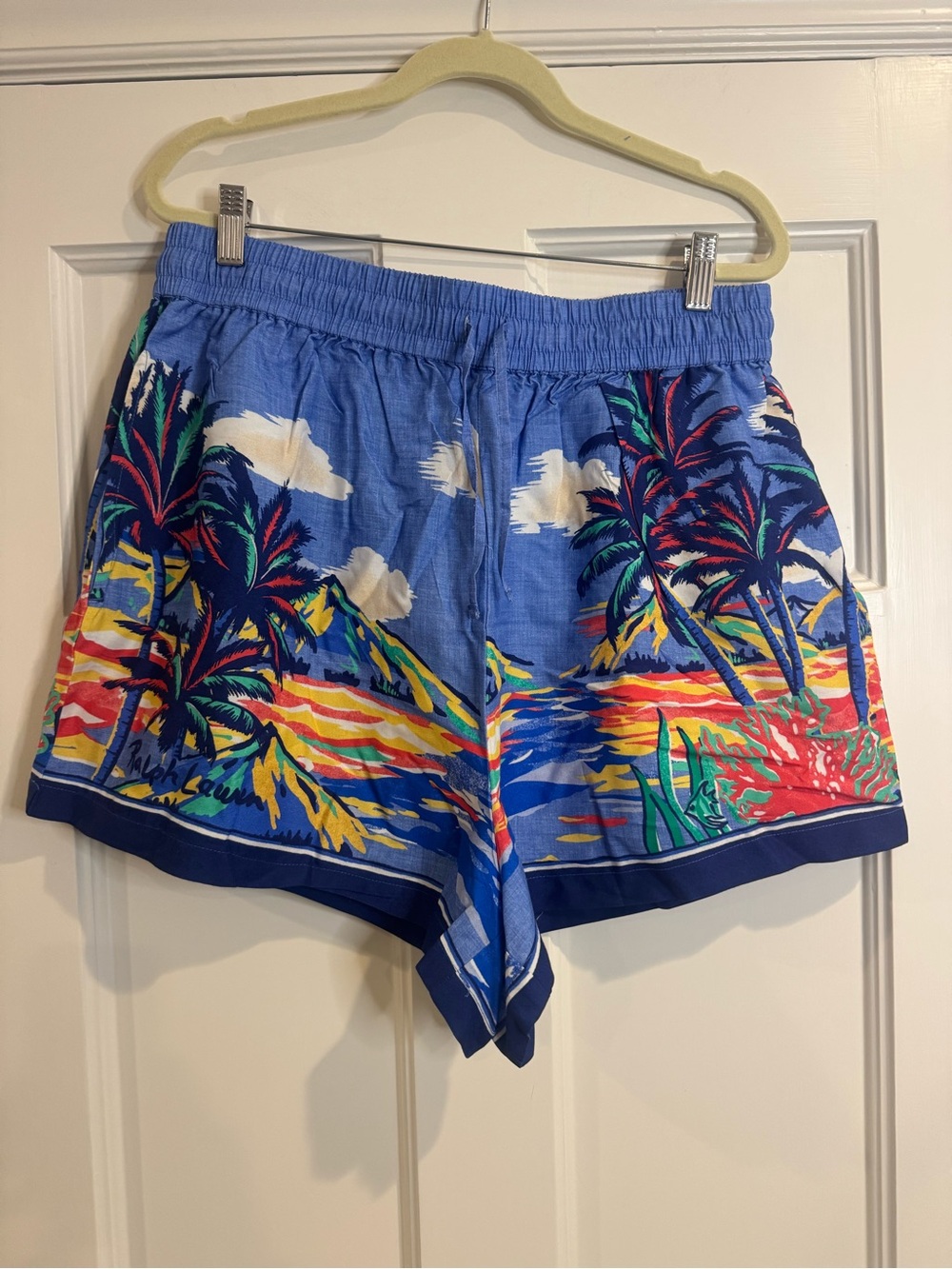 Polo by Ralph Lauren Blue Tropical Palm Print Athletic Shorts